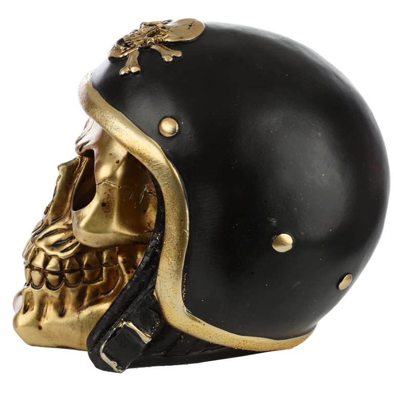 Gold Punk Skull Fantasy Biker Helmet Resin Ornament