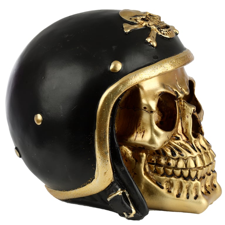 Gold Punk Skull Fantasy Biker Helmet Resin Ornament