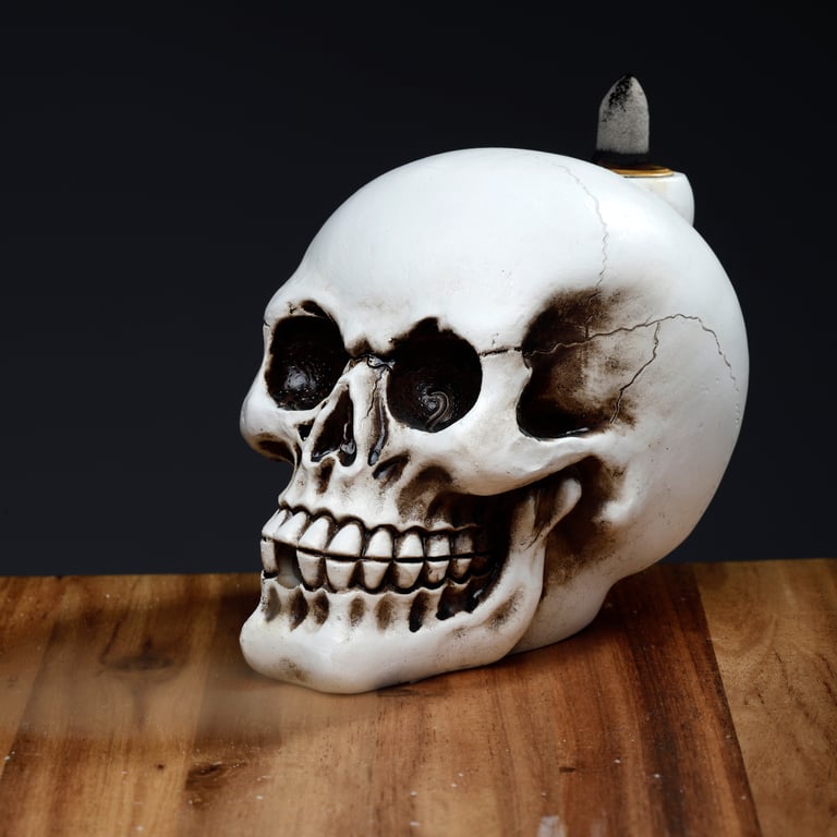 Backflow Resin Skull Incense Burner with 30 Minute Burn Time