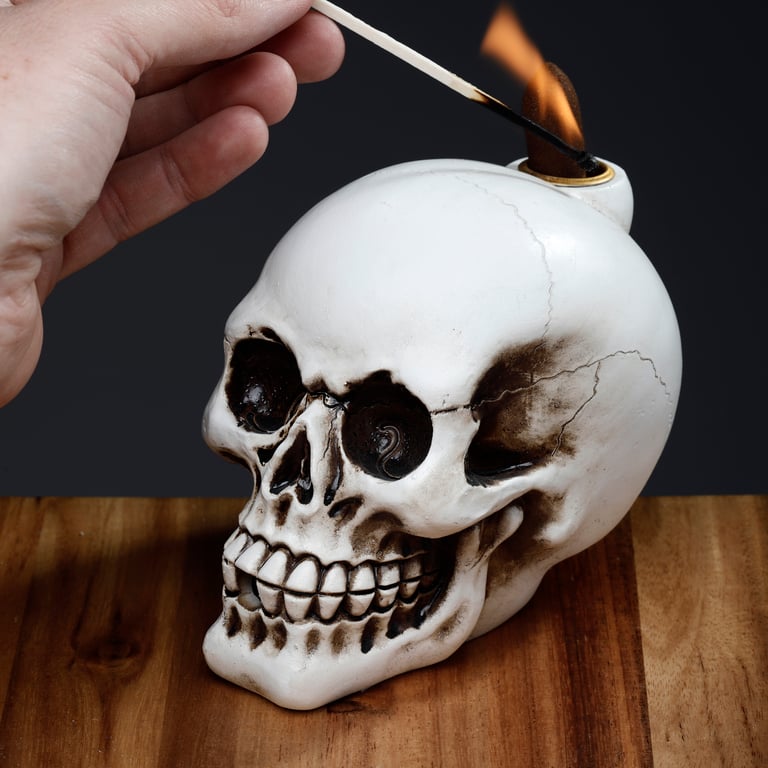 Backflow Resin Skull Incense Burner with 30 Minute Burn Time
