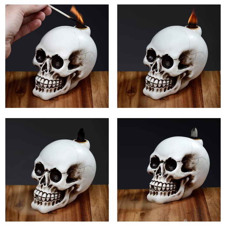 Backflow Resin Skull Incense Burner with 30 Minute Burn Time