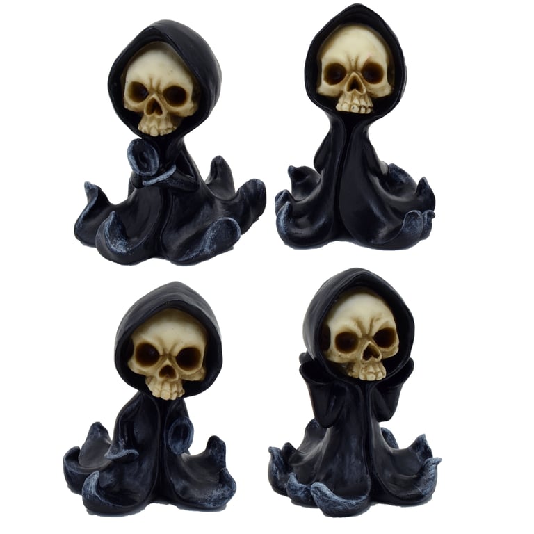 Halloween Reaper Miniature Resin Skull Ornament - Home Decor
