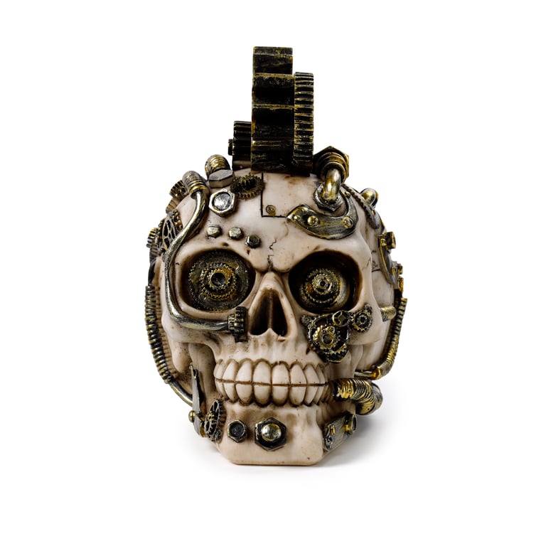 Steampunk Resin Skull Decoration - Cogs & Springs Home Decor