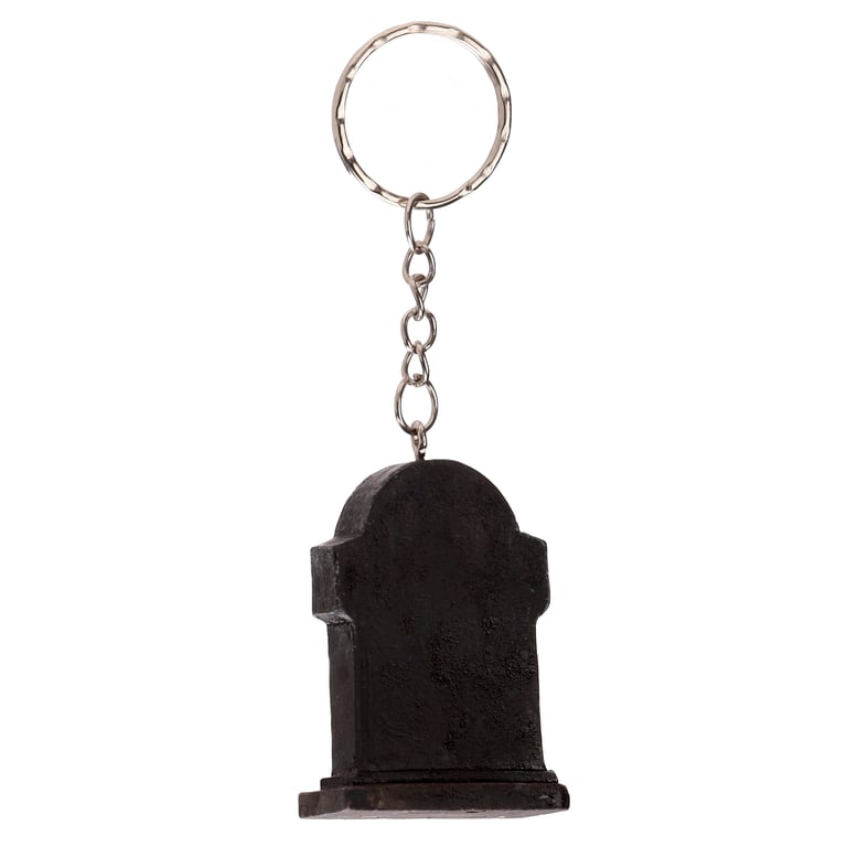 Skeleton RIP Tombstone Resin Metal Halloween Keychain