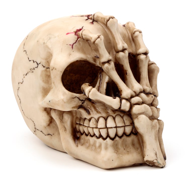 Resin Gothic Skull Decoration with Skeleton Claw Hand - Perfect Halloween Home Decor