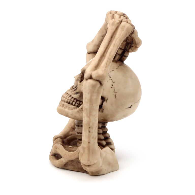 Gothic Resin Skull Decoration with Skeleton Arms and Heart Design