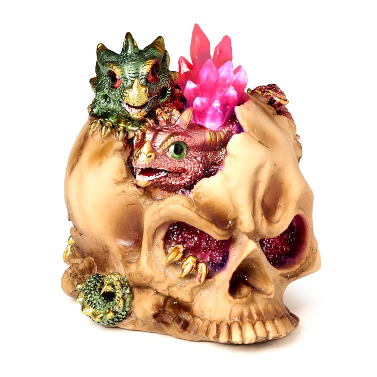 LED Dragon Ornament - Resin and Plastic Construction with On/Off Switch