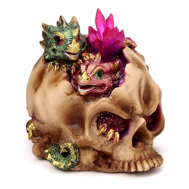 LED Dragon Ornament - Resin and Plastic Construction with On/Off Switch