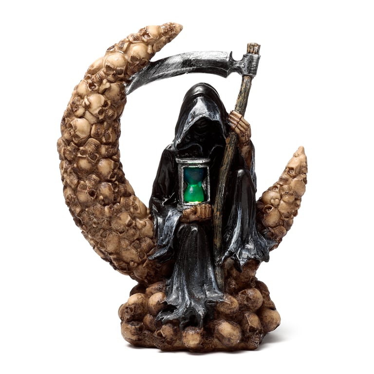 Reaper Moon of Skulls LED Ornament - Resin and Plastic Decoration with On/Off Switch