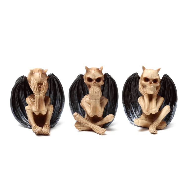 Resin Ornaments - Winged Demons 3 Piece Set - Evil Symbols Home Decor
