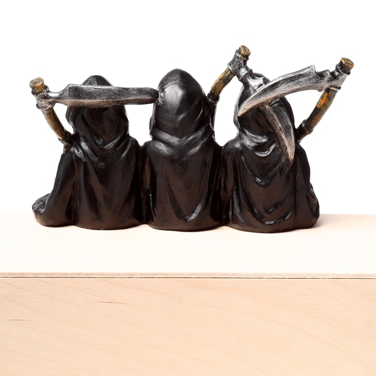 Resin Reaper Figurine Seated on Ornate Bench Decorative Home Decoration