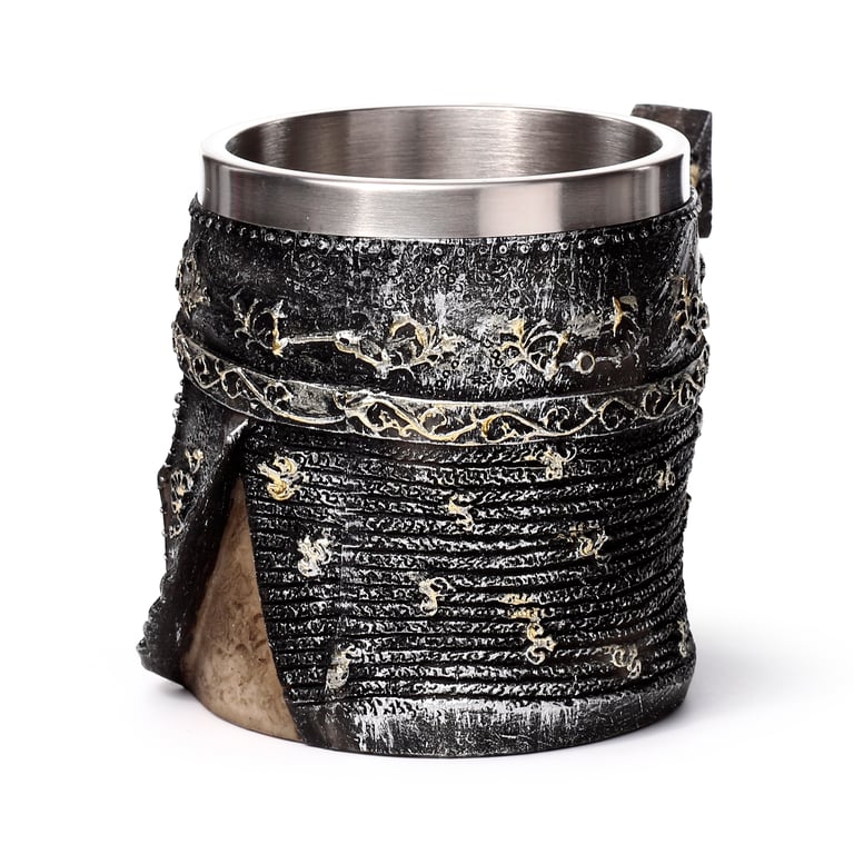 Axe Handle Armoured Skull Decorative Tankard - Resin and Stainless Steel Home Decor Item