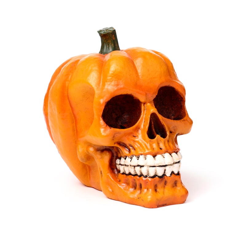 Resin Pumpkin Skull Ornament - Halloween Home Decoration