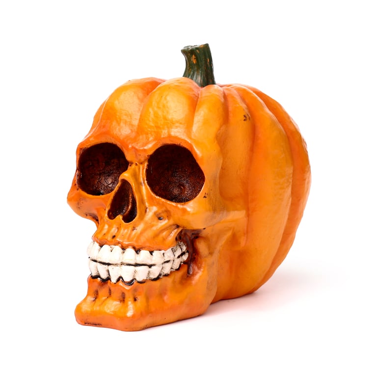Resin Pumpkin Skull Ornament - Halloween Home Decoration