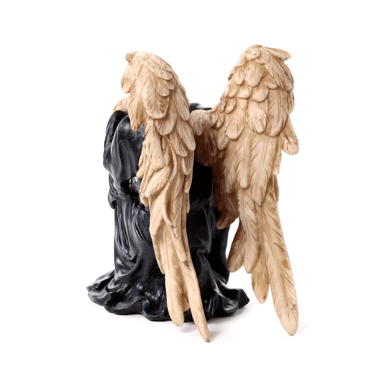 Resin and Metal Angel of Death Kneeling with Sword Halloween Decoration Statue