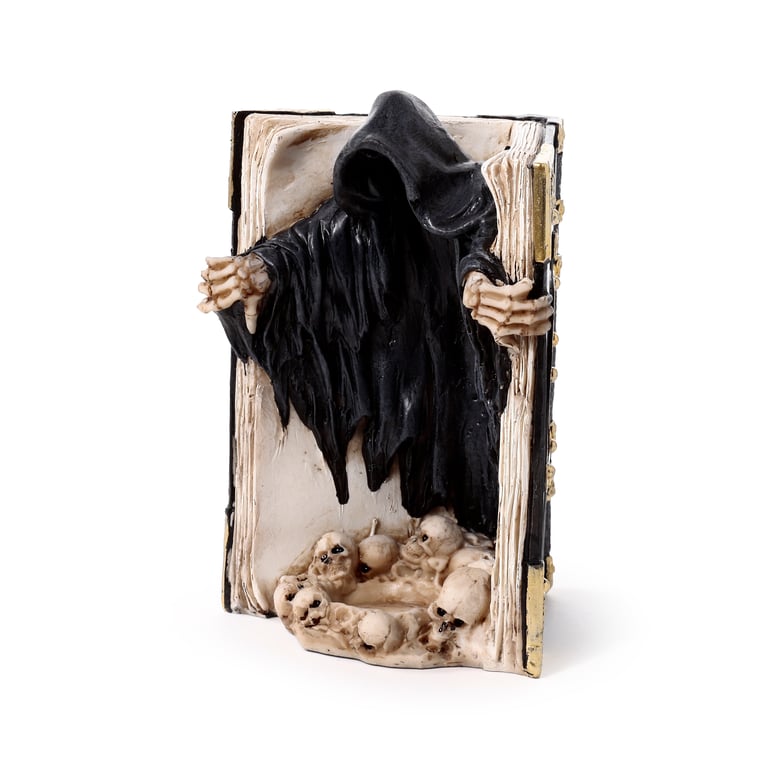 Resin Tea Light Holder - Skull Decor for Halloween Season