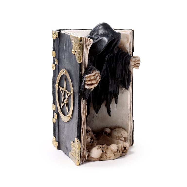 Resin Tea Light Holder - Skull Decor for Halloween Season
