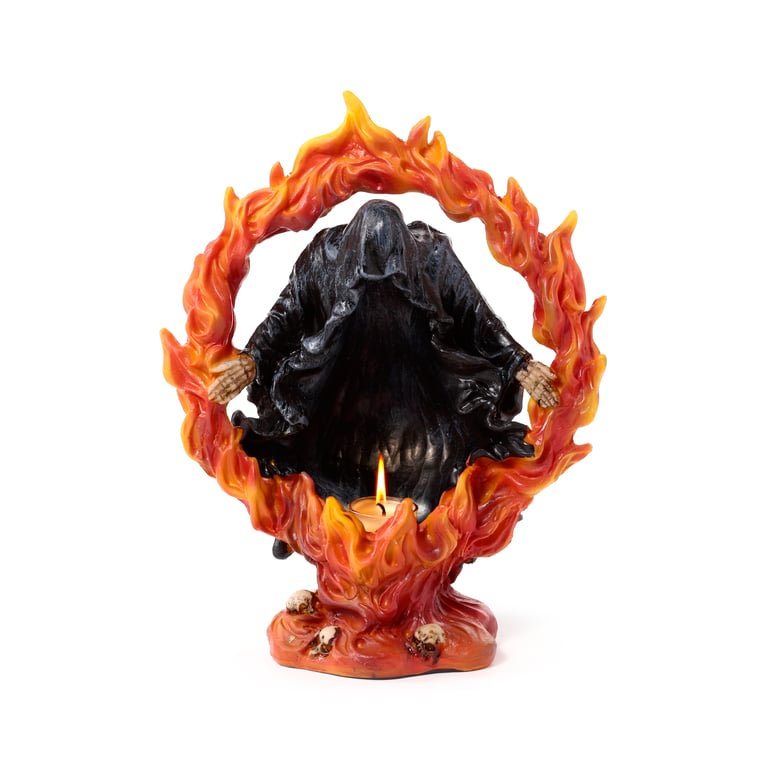 Resin Death Ring of Fire Tea Light Holder - Perfect Halloween Decoration
