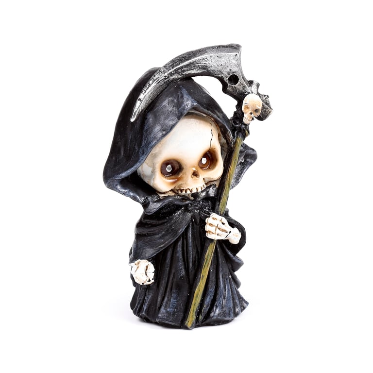 Resin Reaper Mini Skull Halloween Ornament Set of 3