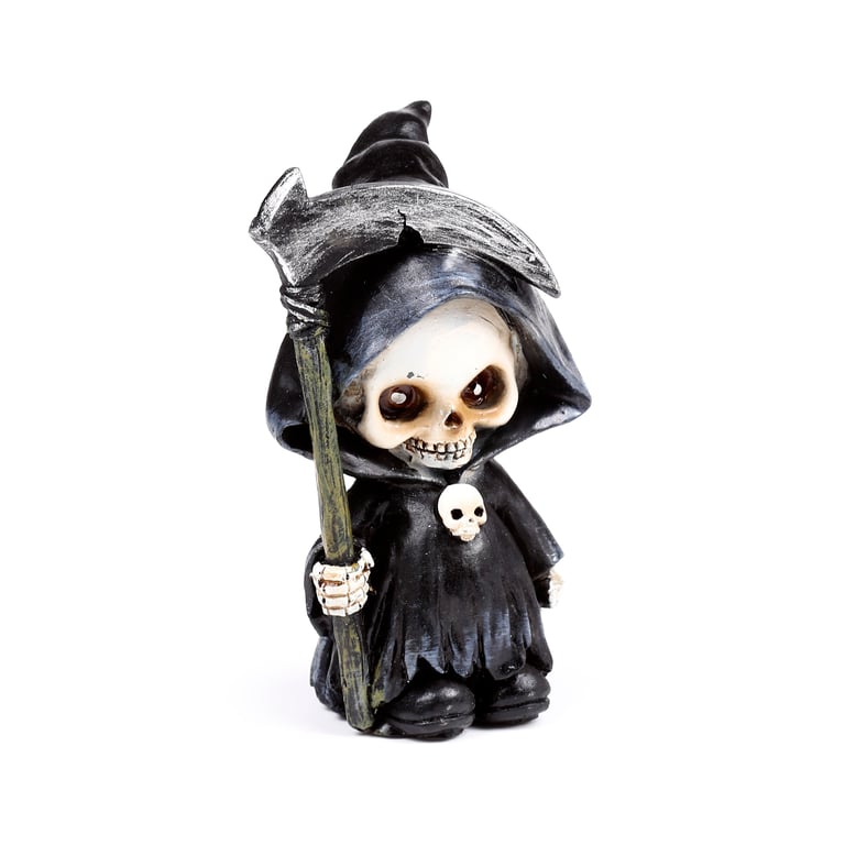 Resin Reaper Mini Skull Halloween Ornament Set of 3