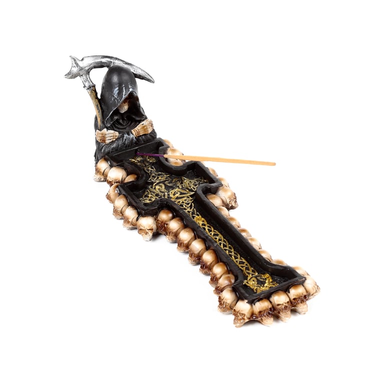 Resin Reaper Death Cross Incense Burner - Halloween Home Decor