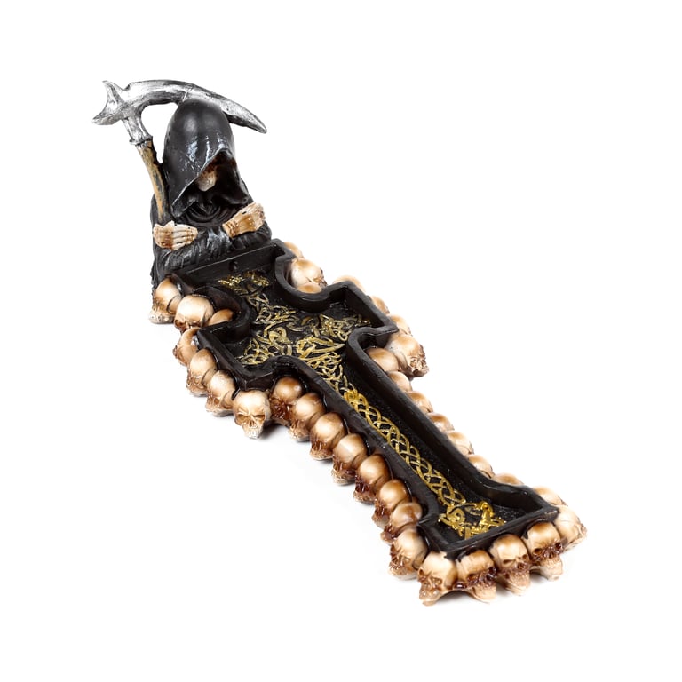 Resin Reaper Death Cross Incense Burner - Halloween Home Decor
