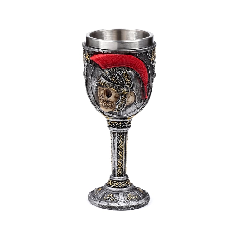 Roman Soldier Decorative Resin & Stainless Steel Goblet - Home Decor Wine Glass Decoration