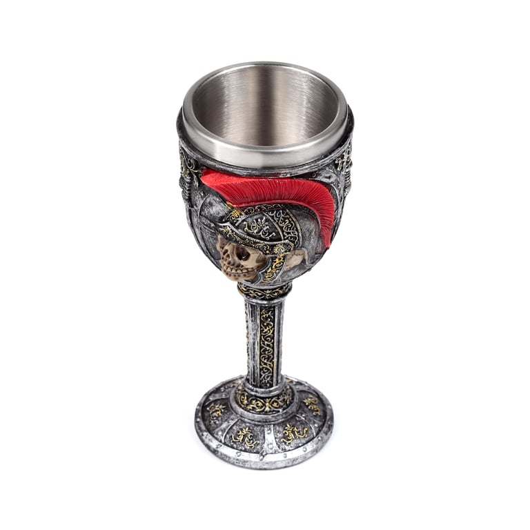 Roman Soldier Decorative Resin & Stainless Steel Goblet - Home Decor Wine Glass Decoration