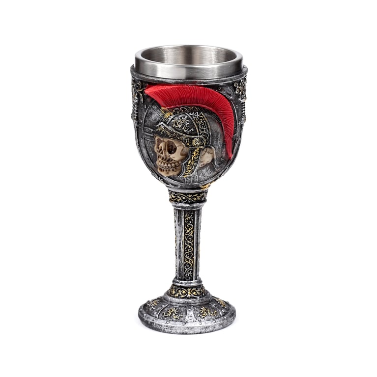 Roman Soldier Decorative Resin & Stainless Steel Goblet - Home Decor Wine Glass Decoration