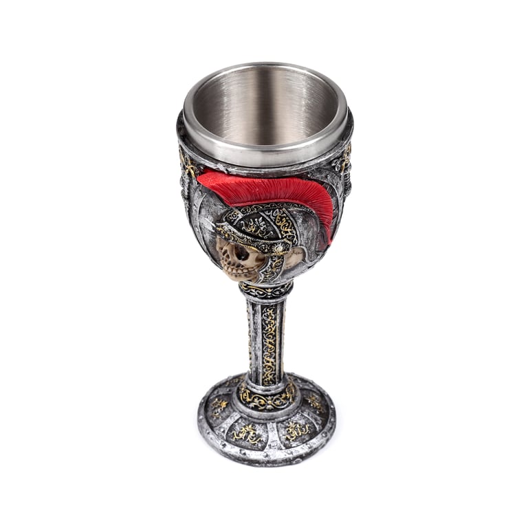 Roman Soldier Decorative Resin & Stainless Steel Goblet - Home Decor Wine Glass Decoration