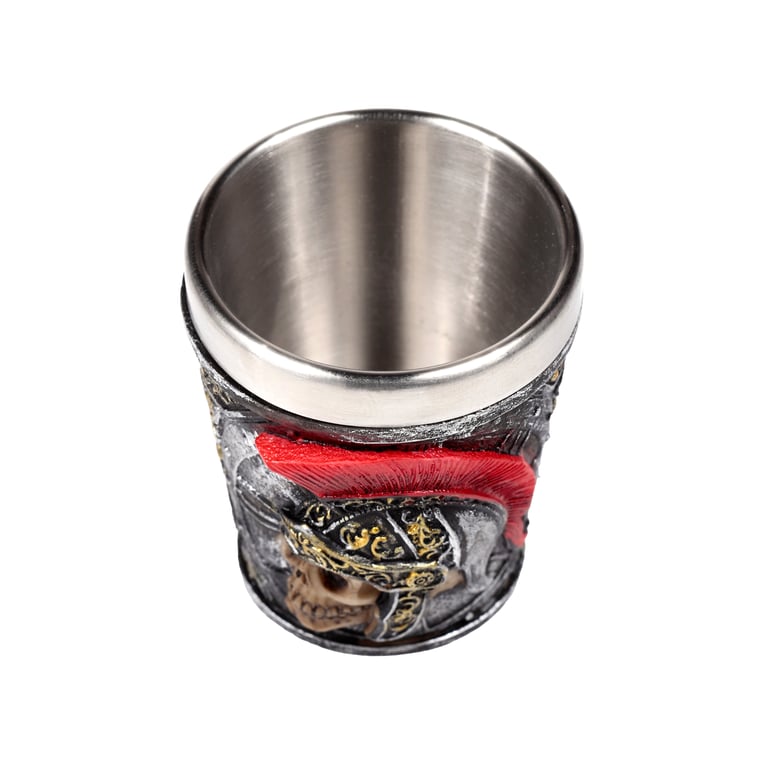 Roman Soldier Decorative Resin & Stainless Steel Shot Glass - Wipe Clean Only