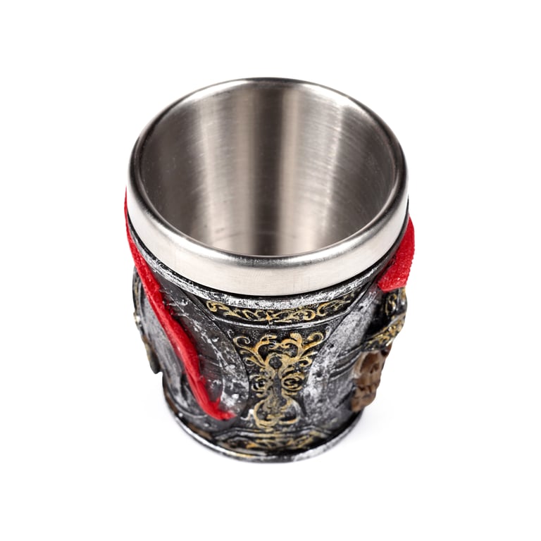 Roman Soldier Decorative Resin & Stainless Steel Shot Glass - Wipe Clean Only