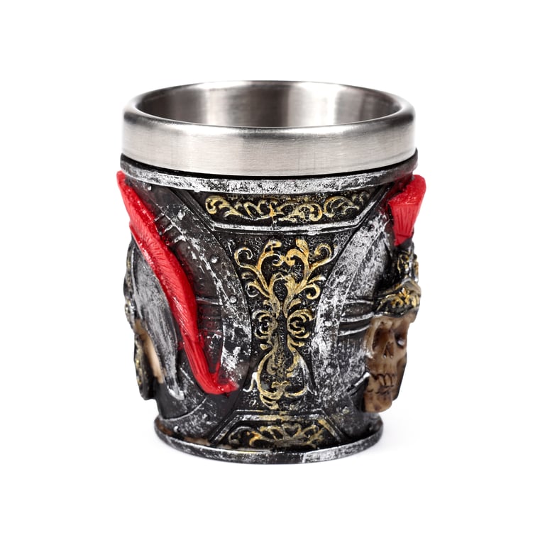 Roman Soldier Decorative Resin & Stainless Steel Shot Glass - Wipe Clean Only