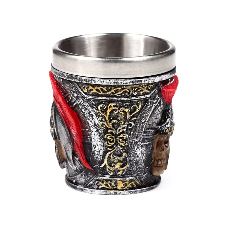 Roman Soldier Decorative Resin & Stainless Steel Shot Glass - Wipe Clean Only