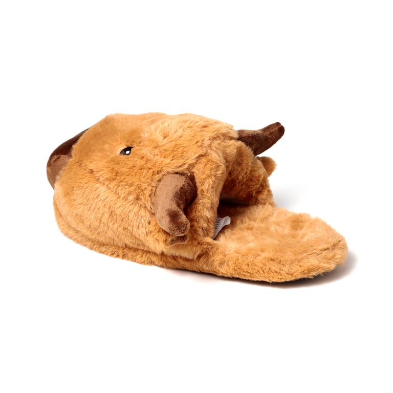 Highland Coo Plush Slippers - CE/UKCA Marked, Flame Resistant & Unisex Polyester Design