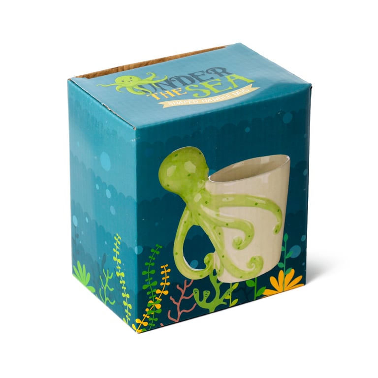 Lisa Parker Octopus Shaped Handle Dolomite Ceramic Mug - 400ml Food Safe Design