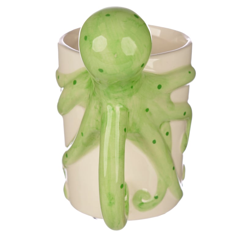 Lisa Parker Octopus Shaped Handle Dolomite Ceramic Mug - 400ml Food Safe Design