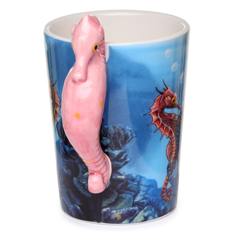 Dolomite Shaped Handle Ceramic Mug - Lisa Parker Seahorse Design