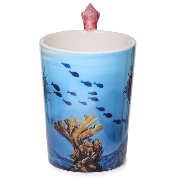 Dolomite Shaped Handle Ceramic Mug - Lisa Parker Seahorse Design