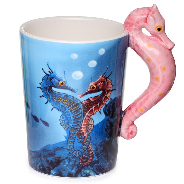 Dolomite Shaped Handle Ceramic Mug - Lisa Parker Seahorse Design