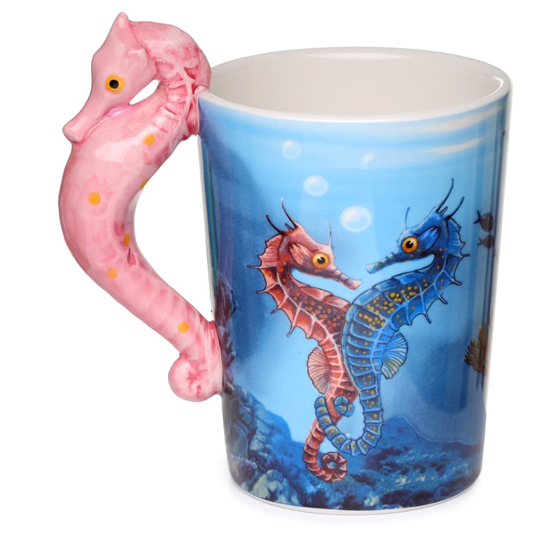 Dolomite Shaped Handle Ceramic Mug - Lisa Parker Seahorse Design