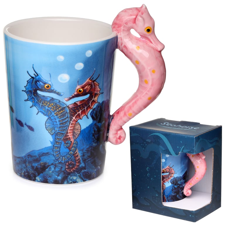 Dolomite Shaped Handle Ceramic Mug - Lisa Parker Seahorse Design