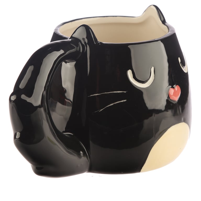 Feline Fine Black Cat Novelty Ceramic Mug - Food Safe, 400ml