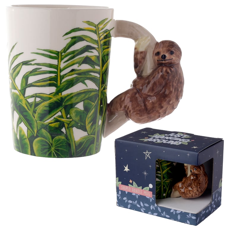 Dolomite Ceramic Jungle Explorer Sloth Mug - 400ml Food Safe Shaped Handle Design