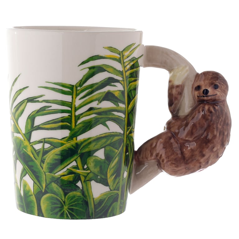 Dolomite Ceramic Jungle Explorer Sloth Mug - 400ml Food Safe Shaped Handle Design