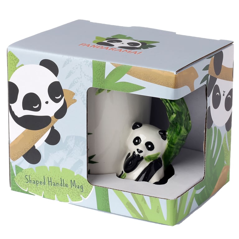 Ceramic Panda Mug with Bamboo Decal - 400ml Food Safe and Microwave Not Recommended