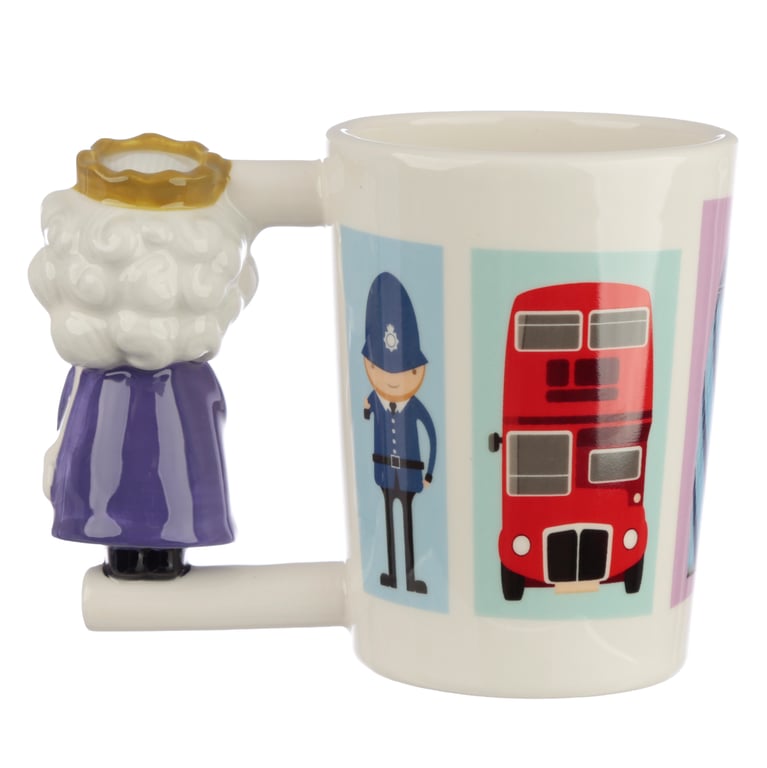 Ceramic London Souvenir Queen Shaped Handle Mug 400ml