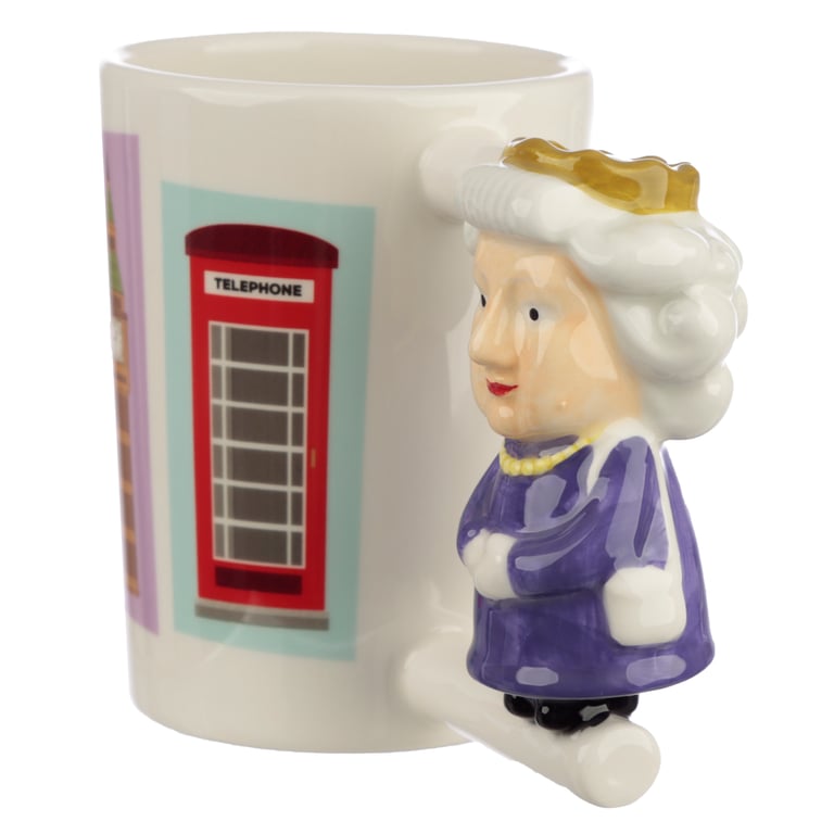 Ceramic London Souvenir Queen Shaped Handle Mug 400ml