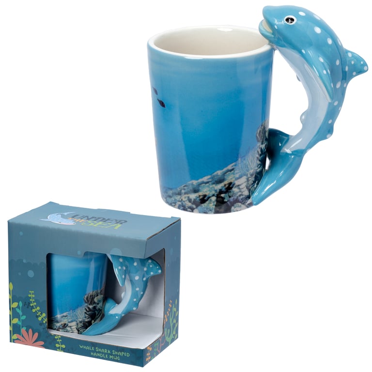 Dolomite Ceramic Whale Shark Shaped Handle Mug - 400ml Food Safe and Durable