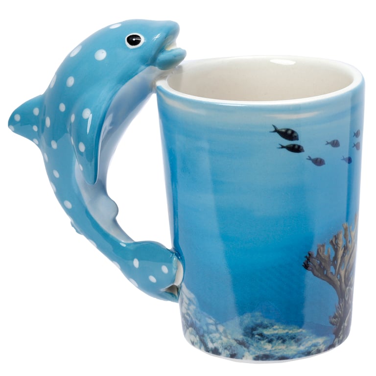 Dolomite Ceramic Whale Shark Shaped Handle Mug - 400ml Food Safe and Durable